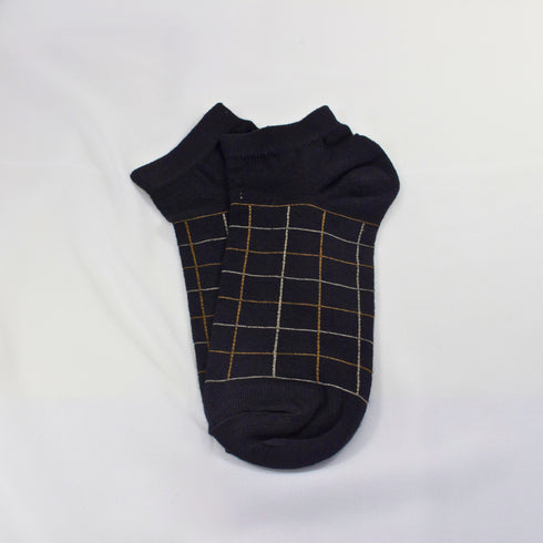 Colored Checked Ankle Socks Black